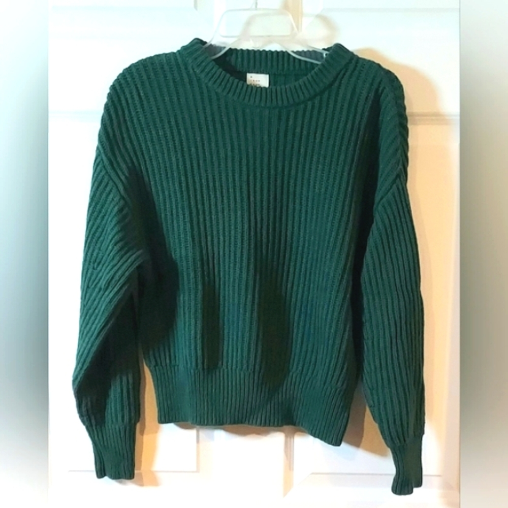 A New Day Target Brand Crewneck Boxy Pullover Sweater Dark Green Woman's S